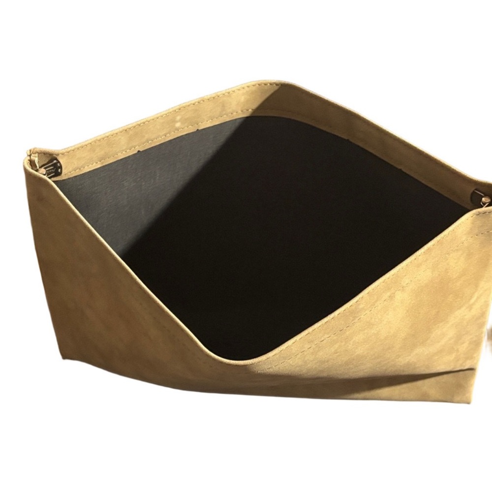 Tan Suede Clutch Bag